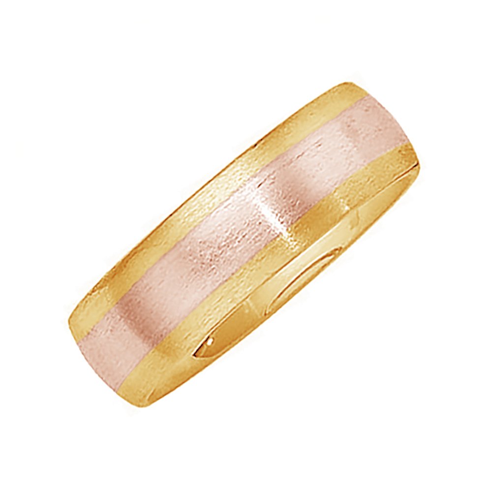 14k Rose and Yellow Gold Satin-Brushed 6mm Comfort-Fit Two-Tone Band