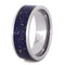 Rhodonite Crescent Moon, Blue Stardust, 14k Yellow Gold 8mm Comfort-Fit Titanium Wedding Band