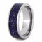 Rhodonite Crescent Moon, Blue Stardust, 14k Yellow Gold 8mm Comfort-Fit Titanium Wedding Band, Size 11.75