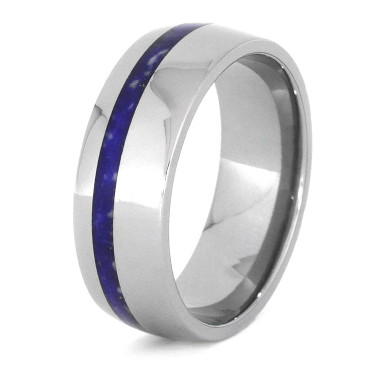 Lapis Lazuli Inlay 8mm Comfort-Fit Titanium Wedding Band