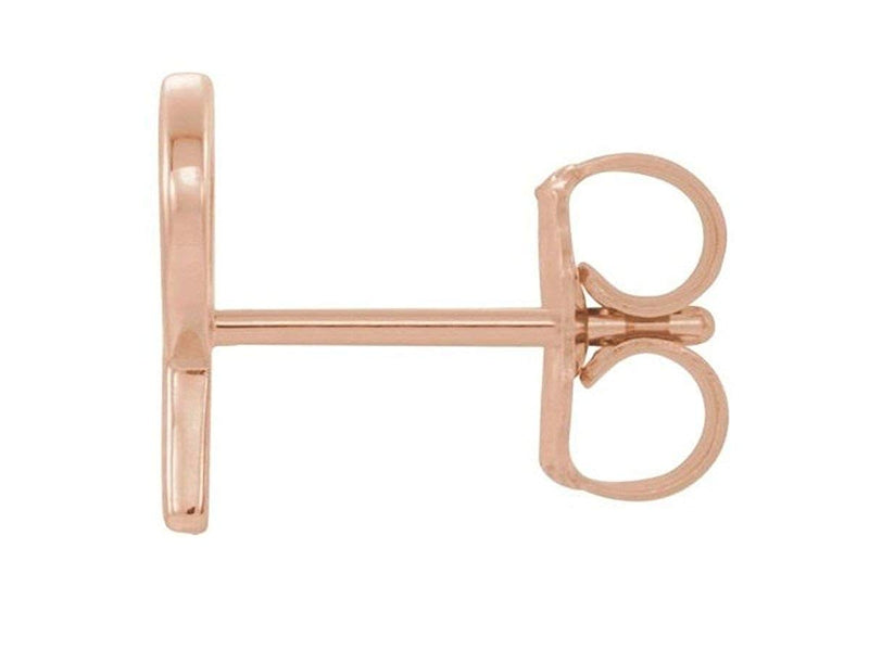 Initial Letter 'P' 14k Rose Gold Stud Earring (Single Earring)