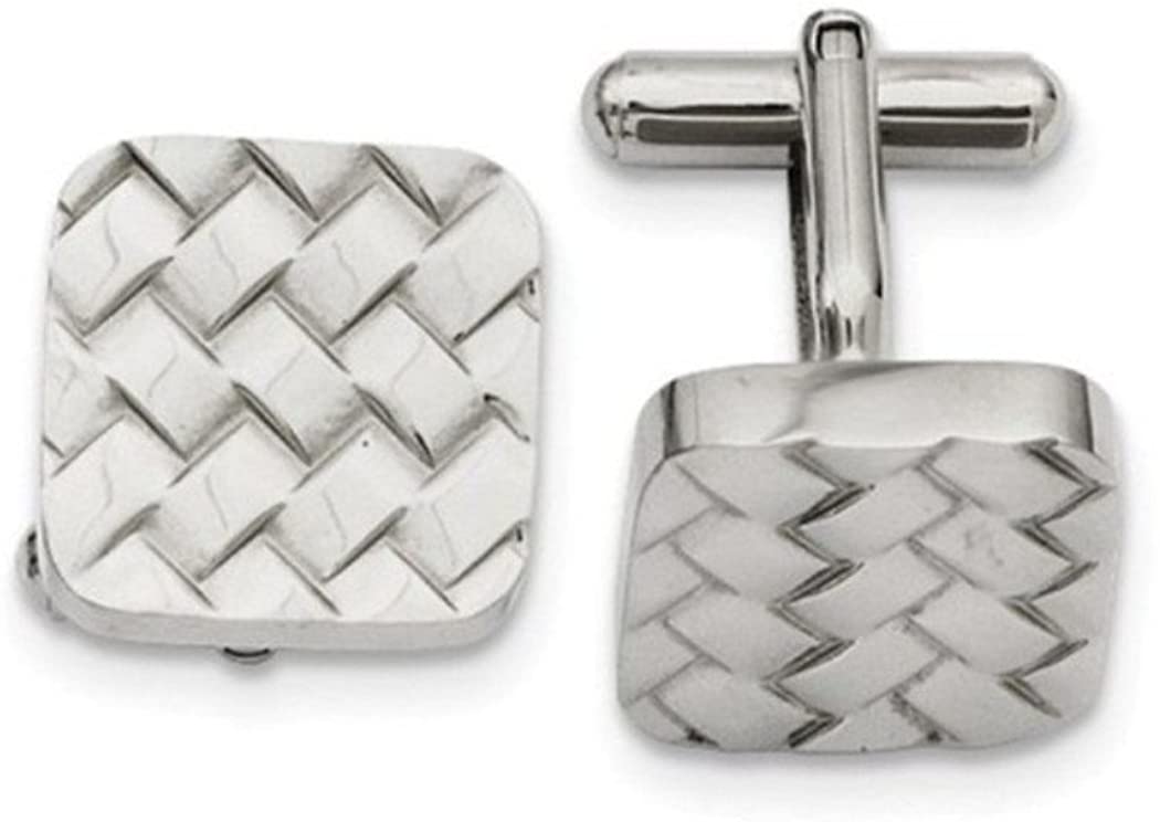 Stainless Steel Weave Design Textured Square Cuff Links, 17MM