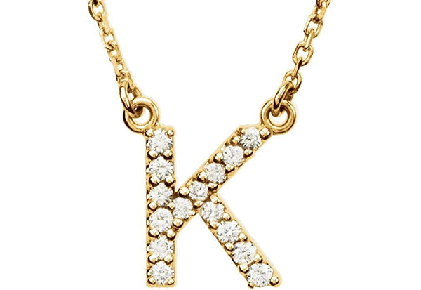 14k Yellow Gold Diamond Initial 'K' 1/8 Cttw Necklace, 16" (GH Color, I1 Clarity)