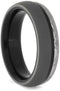 Gibeon Meteorite, Sandblasted Titanium 7mm Comfort-Fit Ebony Wood Sleeve Band, Size 6.5