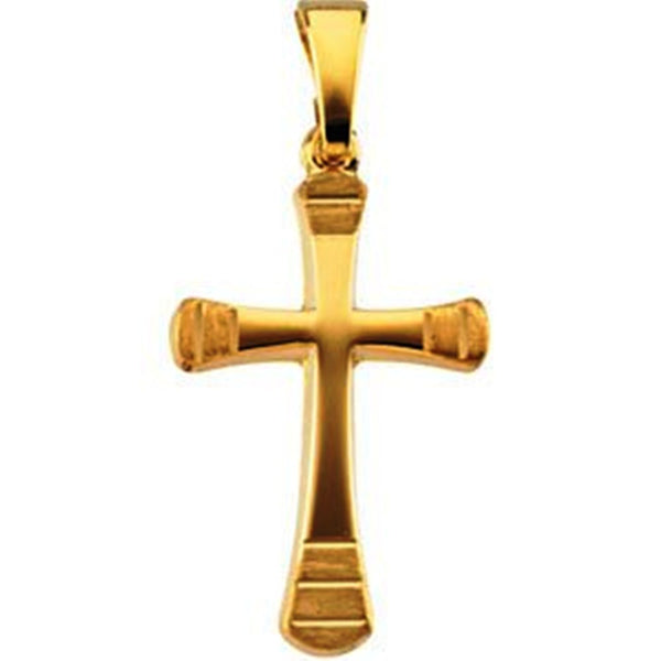 Childrens 14k Yellow Gold Cross Pendant with Design