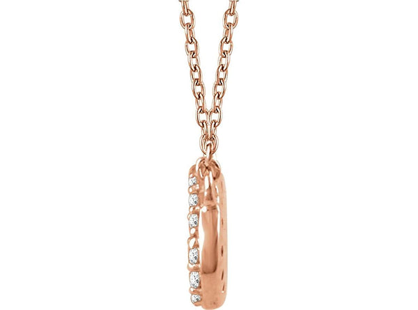 Diamond Oval Pendant Necklace 14k Rose Gold, 18" (.20 Cttw)