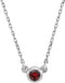 Mozambique Garnet Solitaire Rhodium Plate 14k White Gold Pendant Necklace, 16"