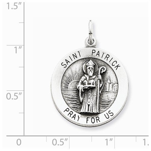 Sterling Silver Antiqued St. Patrick Medal (31X21MM)