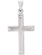 Engraved Inlay Cross Rhodium-Plated 14k White Gold Pendant (39X25MM)