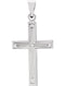 Engraved Inlay Cross Rhodium-Plated 14k White Gold Pendant (28X18MM)