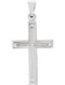 Engraved Inlay Cross Rhodium-Plated 14k White Gold Pendant (18X12MM)