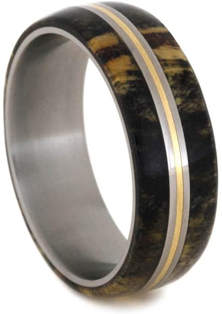 The Men's Jewelry Store (Unisex Jewelry) Buckeye Burl Wood, Bronze 7mm Matte Titanium Comfort-Fit Wedding Band, Size 6.5