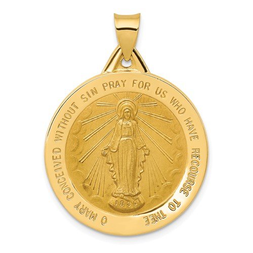 14k Yellow Gold Miraculous Medal Pendant (28X25MM)