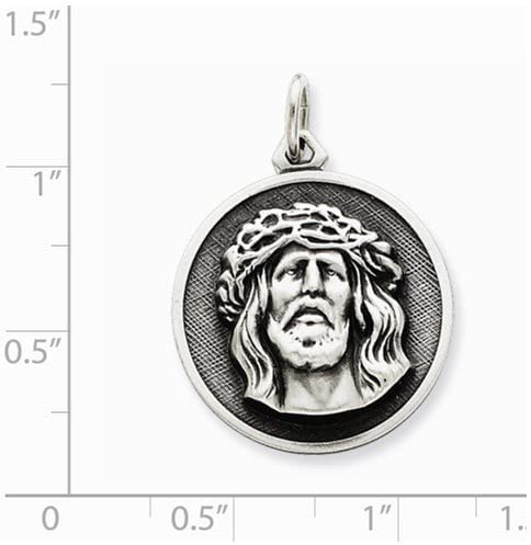 Sterling Silver Antiqued Ecce Homo Medal (29x21MM)