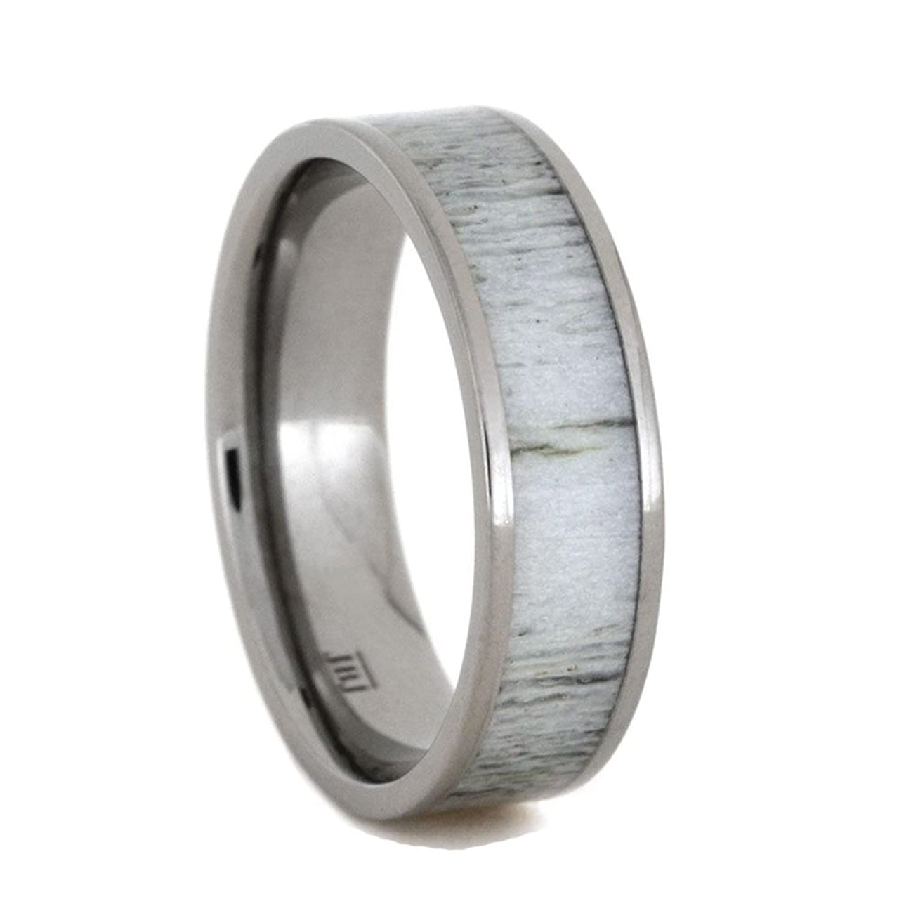 Deer Antler Inlay 7mm Comfort-Fit Titanium Wedding Band