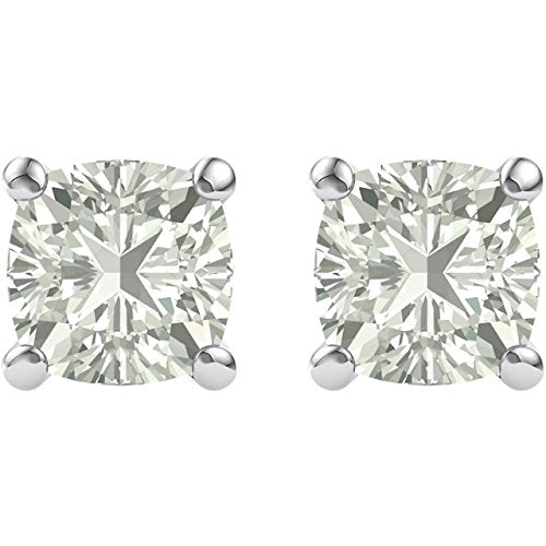 Charles and Clovard 14k Yellow Gold Antique Square Moissanite Solitaire Earrings