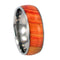 Tulip Wood Inlay 8mm Comfort Fit Titanium Wedding Ring, Size 10