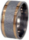 Men's Titanium, Gibeon Meteorite, 18k Yellow Gold 10mm Comfort-Fit Band, Handmade, Size 10.5