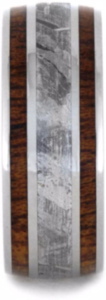 Gibeon Meteorite and Mahogany Wood 9mm Comfort-Fit Titanium Wedding Band, Size 9