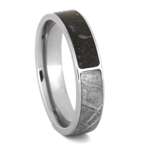 Dinosaur Bone, Gibeon Meteorite 5mm Comfort-Fit Titanium Wedding Band