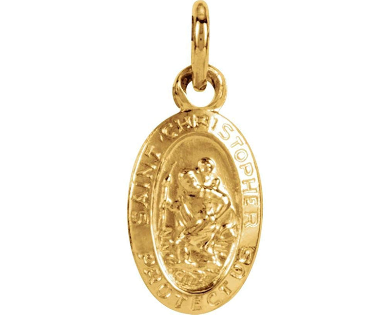 14k Yellow Gold Oval St. Christopher Medal (19x14 MM)