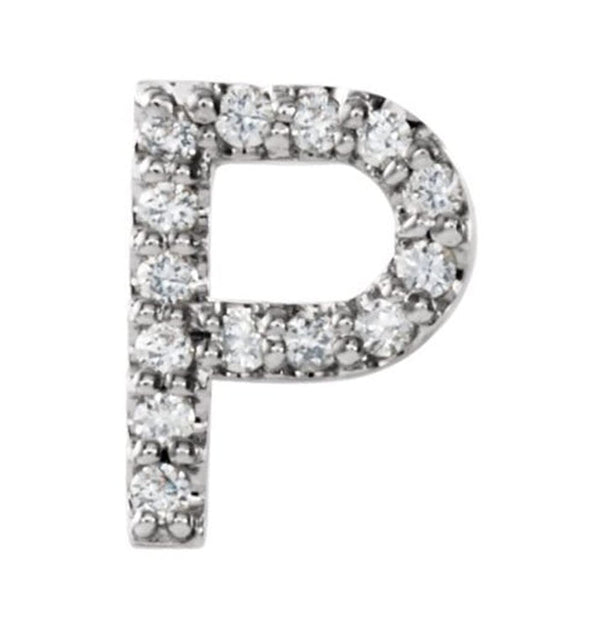 Sterling Silver Diamond Letter 'P' Initial Stud Earring (Single Earring) (.06 Ctw, GH Color, I1 Clarity)