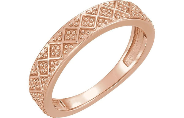 Beaded Design 4.4mm Stacking Band, 14k Rose Gold