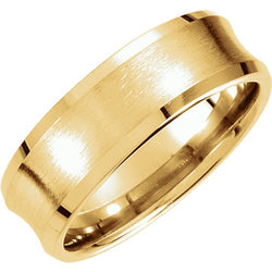 7.5mm 14k Yellow Gold Fancy Beveled Edge Carved Band Sizes 4 to 14