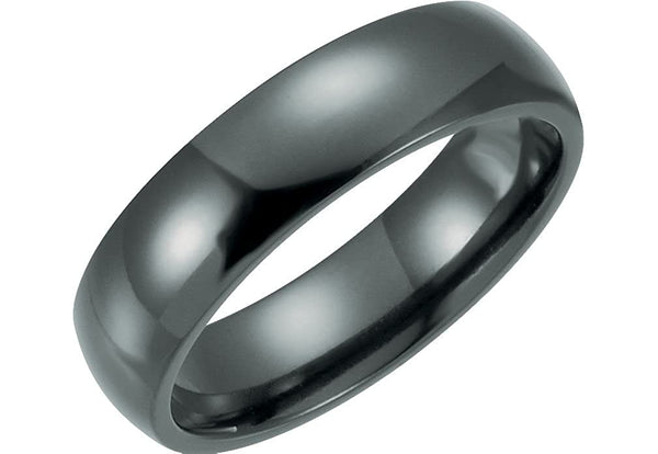 Black Titanium 6mm Slight Dome Polished Comfort-Fit Band, Size 11.5