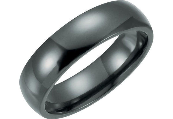 Black Titanium 6mm Slight Dome Polished Comfort-Fit Band