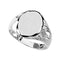 Men's Sterling Silver Satin Brushed Oval Signet Ring, 14.60x12.10mm