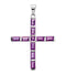 Genuine Amethyst Cross 14k White Gold Pendant