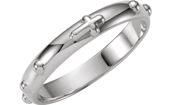4mm Platinum Rosary Ring, Size 4