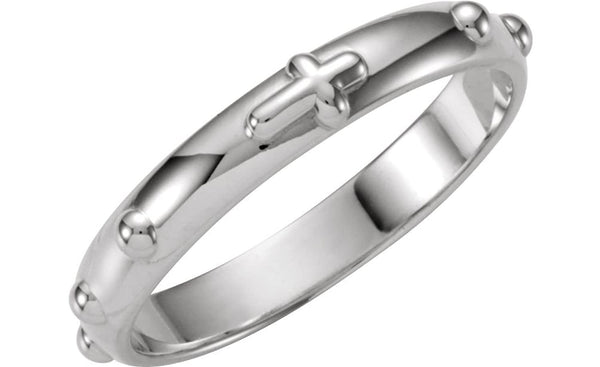 Rosary Ring, 14k White Gold 4mm, Size 10