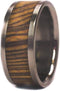 Bocote Wood Inlay 8mm Comfort Fit Titanium Interchangeable Ring, Size 15