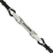 Men's Polished Stainless Steel with Wire Inlay and PU Cord ID Bracelet, 9"