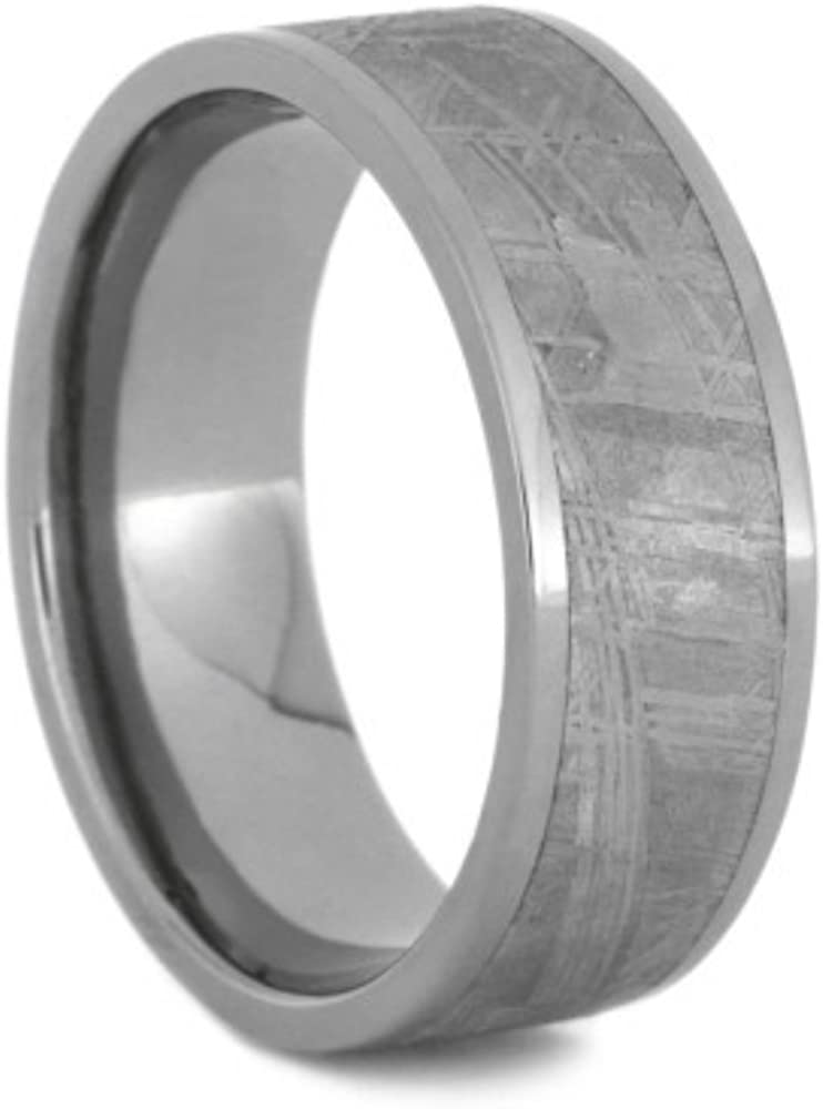 Gibeon Meteorite Inlay 8mm Comfort-Fit Polished Titanium Wedding Band