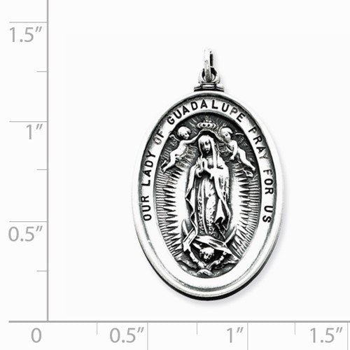 Sterling Silver Our Lady Of Guadalupe Medal (24X13MM)