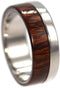 Three Wood Inlay 6mm Comfort-Fit Interchangeable Titanium Ring, Size 6