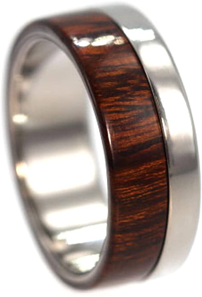Three Wood Inlay 6mm Comfort-Fit Interchangeable Titanium Ring, Size 6
