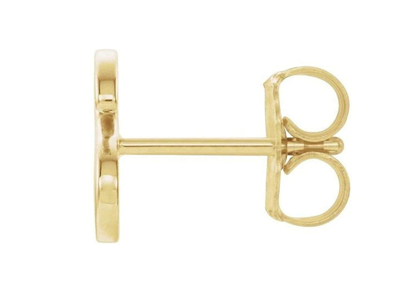 Initial Letter 'S' 14k Yellow Gold Stud Earring (Single Earring)