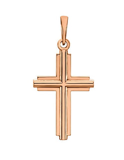 Inlay Cross 14k Rose Gold Pendant (25.10X12.50 MM)