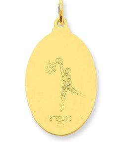 24k Gold-Plated Sterling Silver St. Christopher Basketball Medal