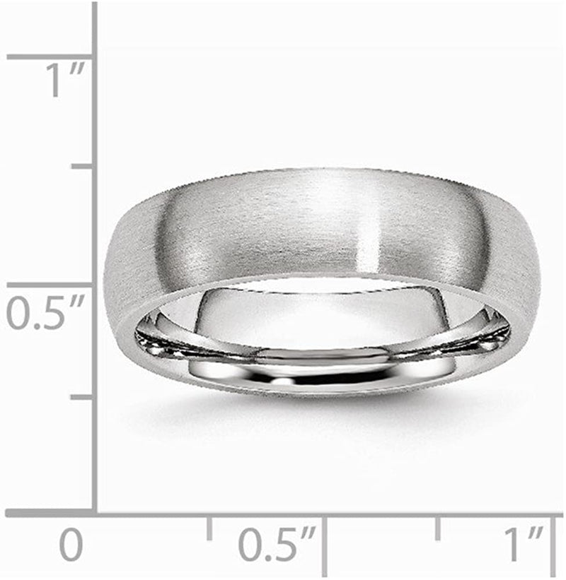 Men's Satin Chromium Cobalt Comfort-Fit 6mm Domed Ring Size 12.5