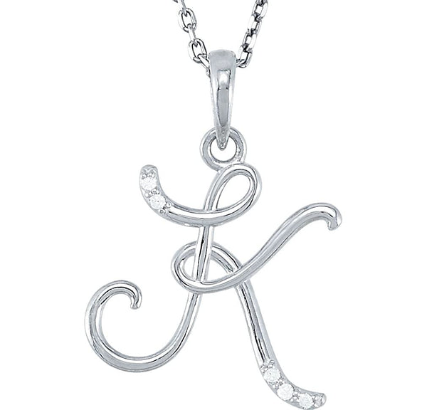 5-Stone Diamond Letter 'K' Initial 14k White Gold Pendant Necklace, 18" (.03 Cttw, GH, I1)