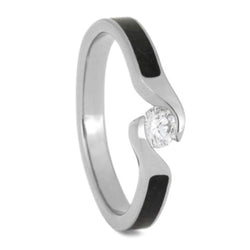 Diamond Solitaire Crushed Dinosaur Bone 4mm Comfort-Fit Titanium Engagement Bypass Ring (.25Ct, Color G, Clarity SI1)