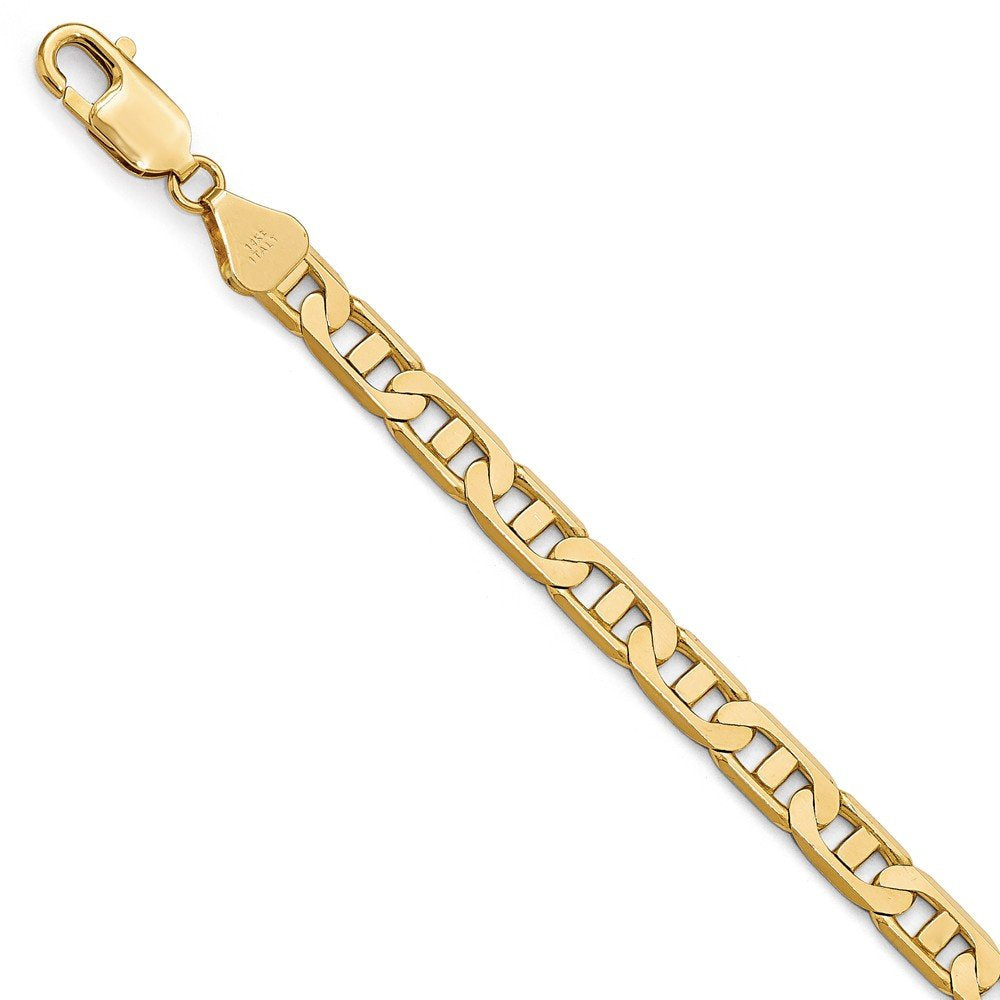 Men's Polished 14k Yellow Gold 6.00mm Concave Anchor Chain Bracelet, 8"