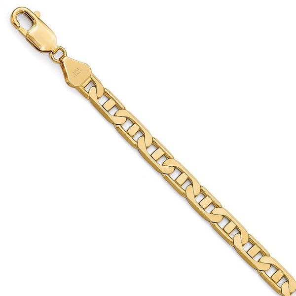 Men's Polished 14k Yellow Gold 6.00mm Concave Anchor Chain Bracelet, 8"