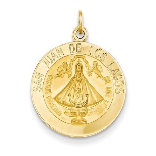 14k Yellow Gold Our Lady Of San Juan Medal Pendant (24X18MM)