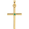 Emerald Inset Cross 14k Yellow Gold Pendant (22.65x11.4MM)